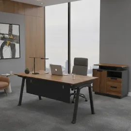 ESCRITORIO OFICINA VERENICE CAFÉ- NEGRO 140CM 2