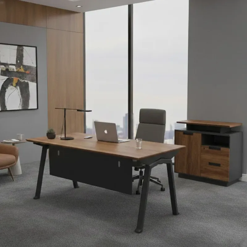 ESCRITORIO OFICINA VERENICE CAFÉ- NEGRO 140CM