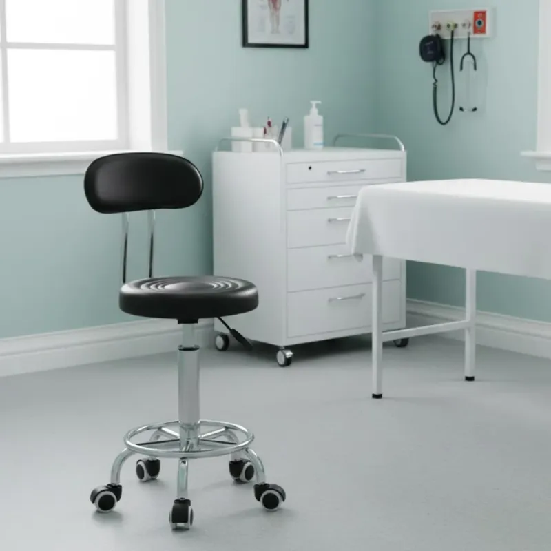 TABURETE ZOE RODANTE NEGRO