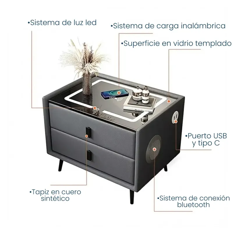 VELADOR CAJONERA LOURDES COLOR GRIS