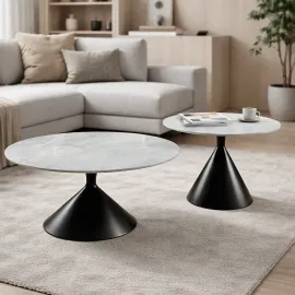 MESA CENTRO MINA  MARMOLEADA GRIS