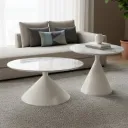 MESA CENTRO MINA  MARMOLEADA BLANCA