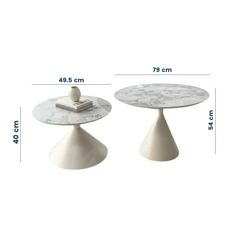 MESA CENTRO MINA  MARMOLEADA BLANCA