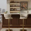 SILLA BAR KIARA BEIGE CON BASE DORADA
