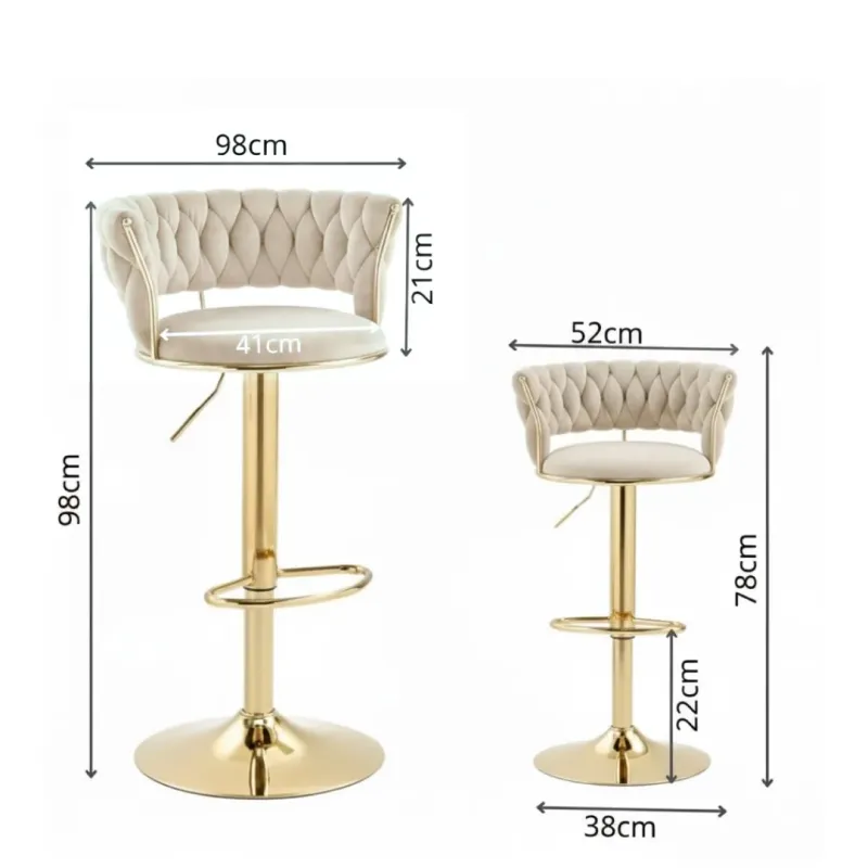 SILLA BAR KIARA BEIGE CON BASE DORADA