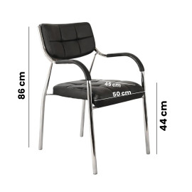 SILLAS MILOS CUERINA NEGRA ESTRUCTURA CROMADA 2