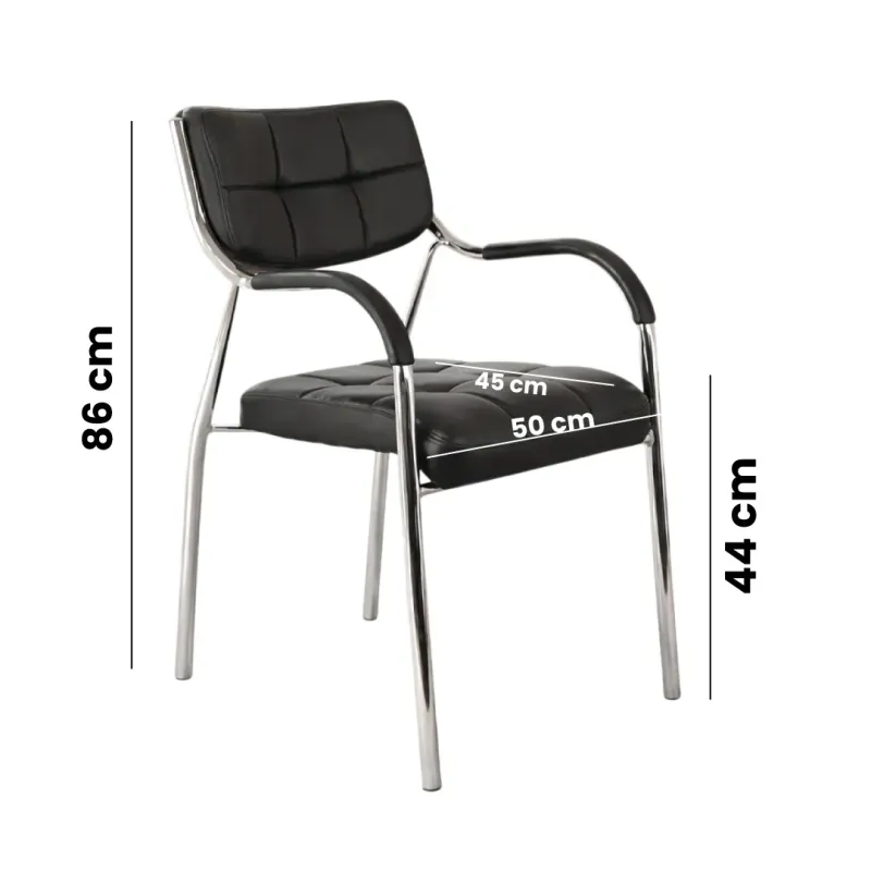 SILLAS MILOS CUERINA NEGRA ESTRUCTURA CROMADA