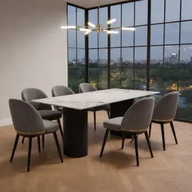 MESA  COMEDOR NAYEON PORCELANATO BLANCO 2