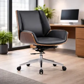 MONACO BAJO EN TAPIZ DE CUERINA NEGRA CON ESPALDAR CAFE