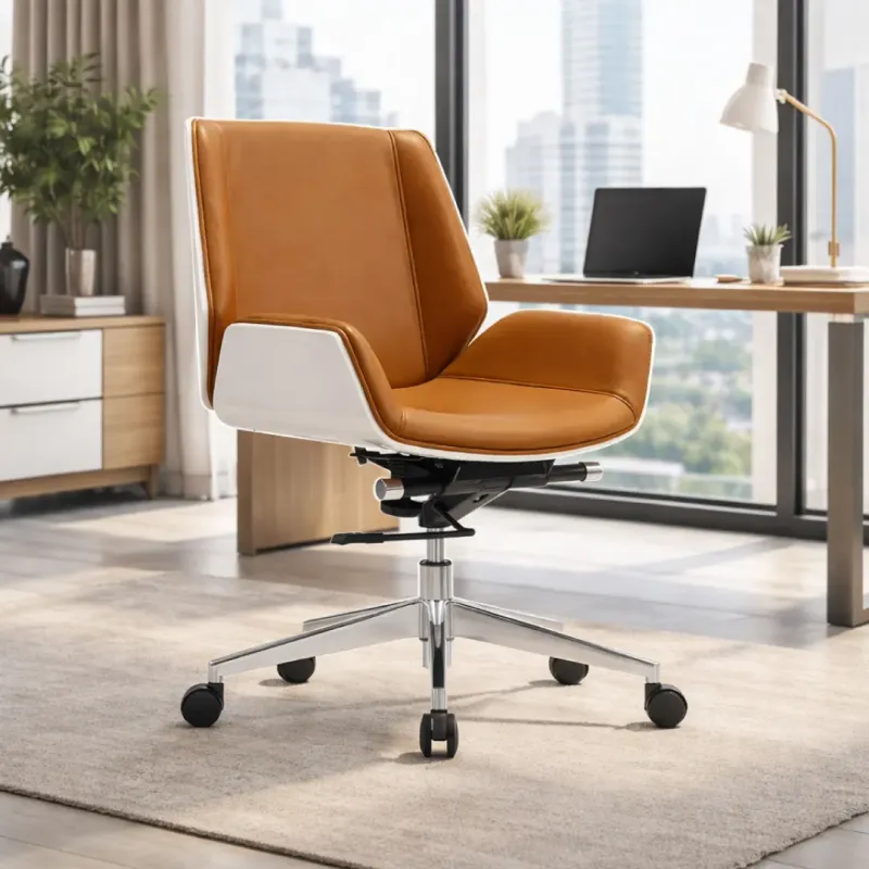 SILLON  MONACO BAJO EN TAPIZ DE CUERINA NARANJA CON ESPALDAR BLANCO