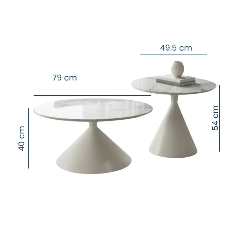 MESA CENTRO MINA  MARMOLEADA BLANCA