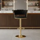 SILLA BAR KIARA NEGRA CON BASE DORADA