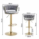 SILLA BAR KIARA GRIS CON BASE DORADA