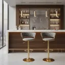 SILLA BAR KIARA GRIS CON BASE DORADA