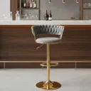 SILLA BAR KIARA GRIS CON BASE DORADA