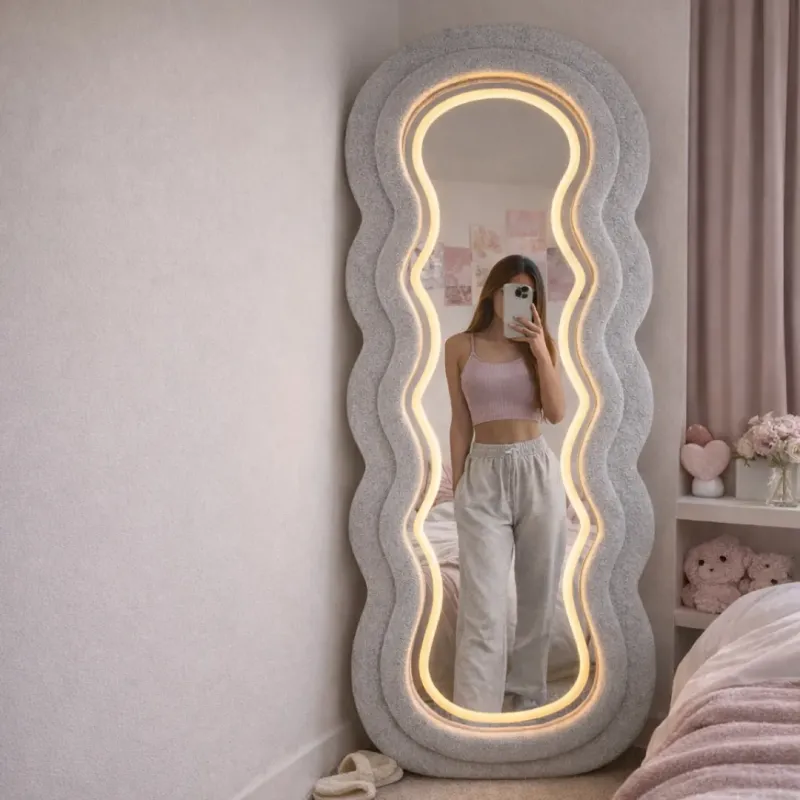 ESPEJO BELEN 170CM TAPIZ GRIS LUZ LED