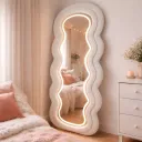 ESPEJO BELEN 170CM TAPIZ BLANCO LUZ LED