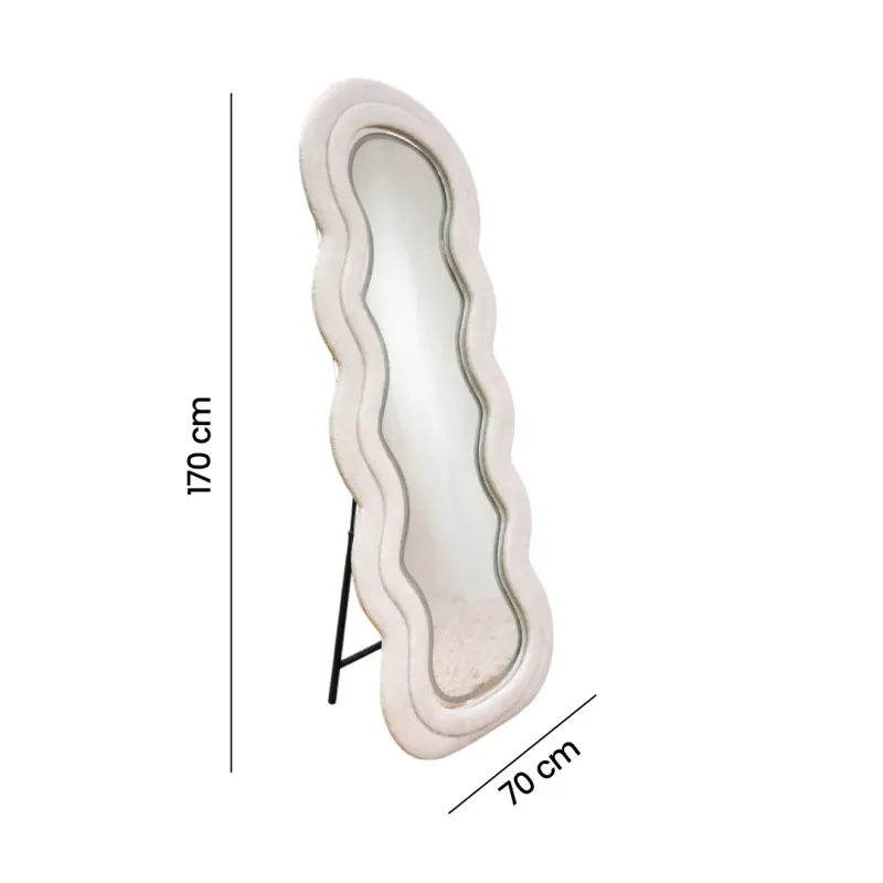 ESPEJO BELEN 170CM TAPIZ BLANCO LUZ LED