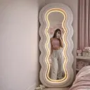 ESPEJO BELEN 170CM TAPIZ BLANCO LUZ LED