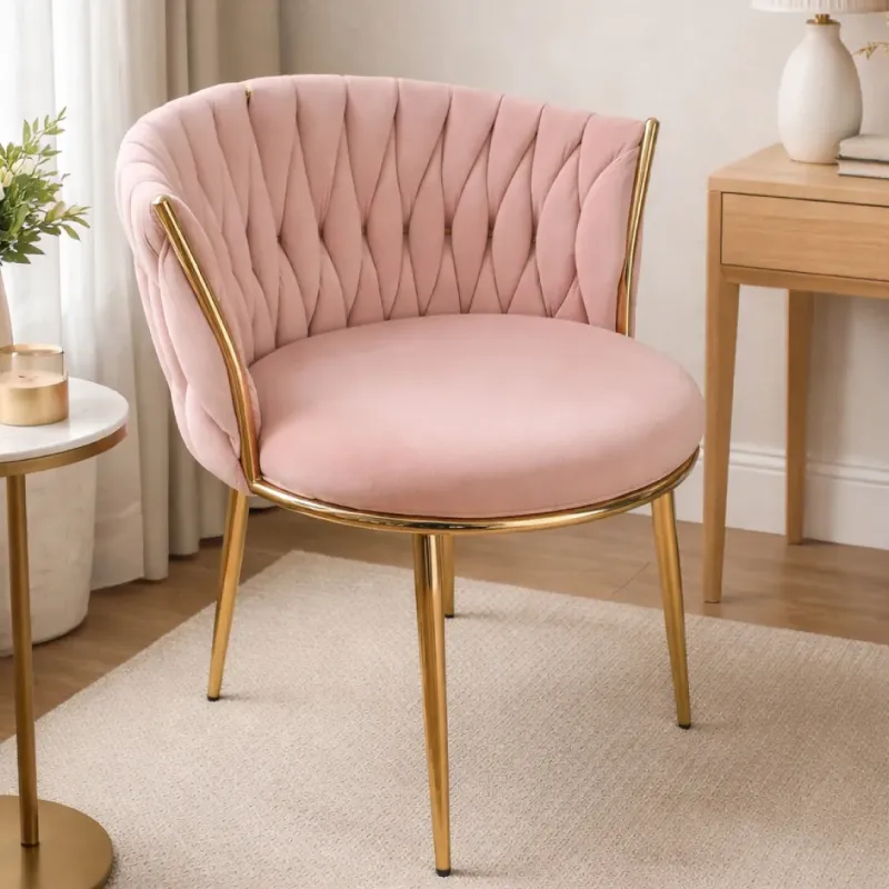 SILLA ESTEFANO TELA VELVET PINK