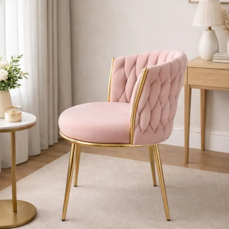 SILLA ESTEFANO TELA VELVET PINK