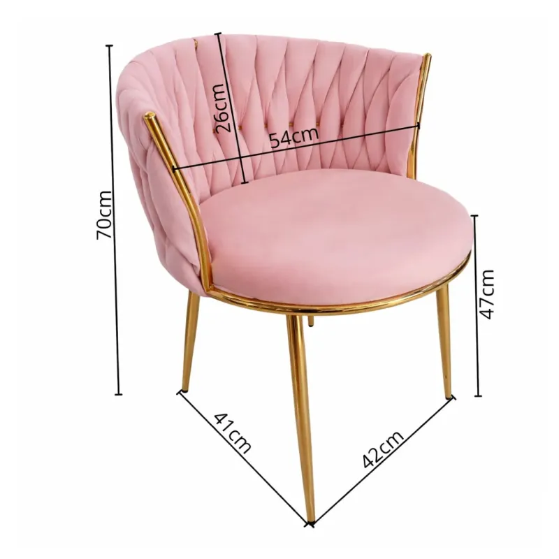 SILLA ESTEFANO TELA VELVET PINK