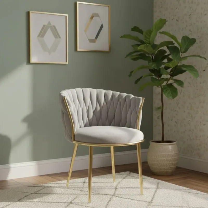 SILLA ESTEFANO TELA VELVET  GRIS