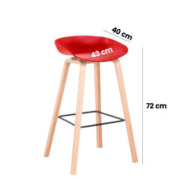 SILLA BAR GINGER ROJO SOPORTE MADERADO 2