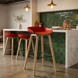 SILLA BAR GINGER ROJO SOPORTE MADERADO