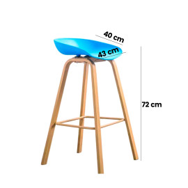 SILLA BAR GINGER COLOR AZUL SOPORTE MADERADA 2