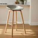 SILLA BAR GINGER ASIENTO GRIS SOPORTE MADERADA