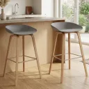 SILLA BAR GINGER ASIENTO GRIS SOPORTE MADERADA