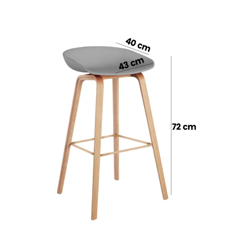 SILLA BAR GINGER ASIENTO GRIS SOPORTE MADERADA