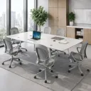 MESA REUNION XIMENA VIDRIO COLOR BLANCO