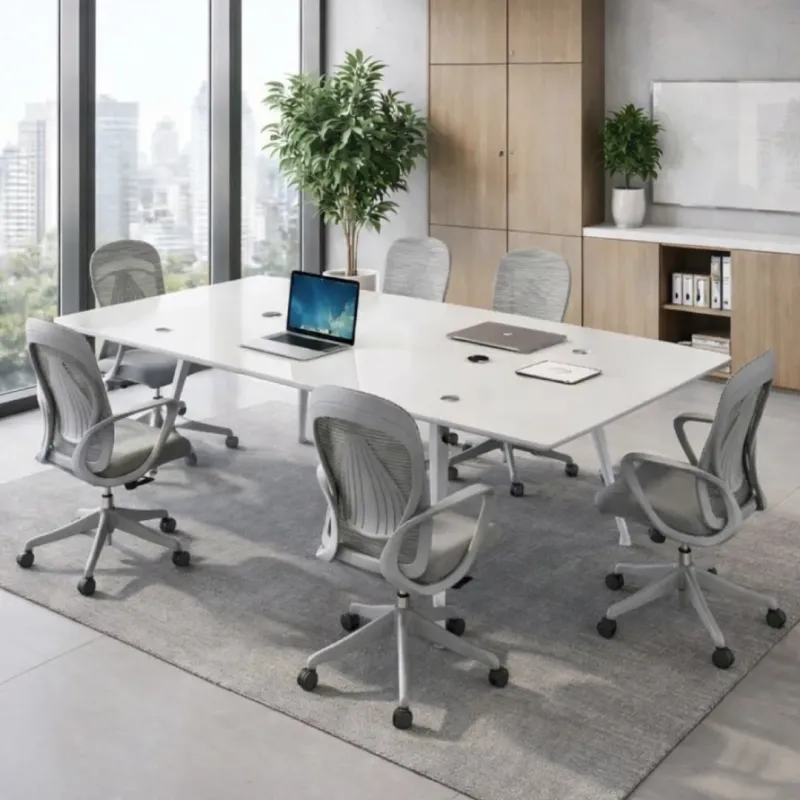 MESA REUNION XIMENA VIDRIO COLOR BLANCO