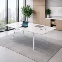 MESA REUNION XIMENA VIDRIO COLOR BLANCO