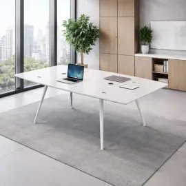 MESA REUNION XIMENA VIDRIO COLOR BLANCO