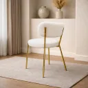 SILLA FIJA JENNY  COLOR BLANCA CON BASE DORADA