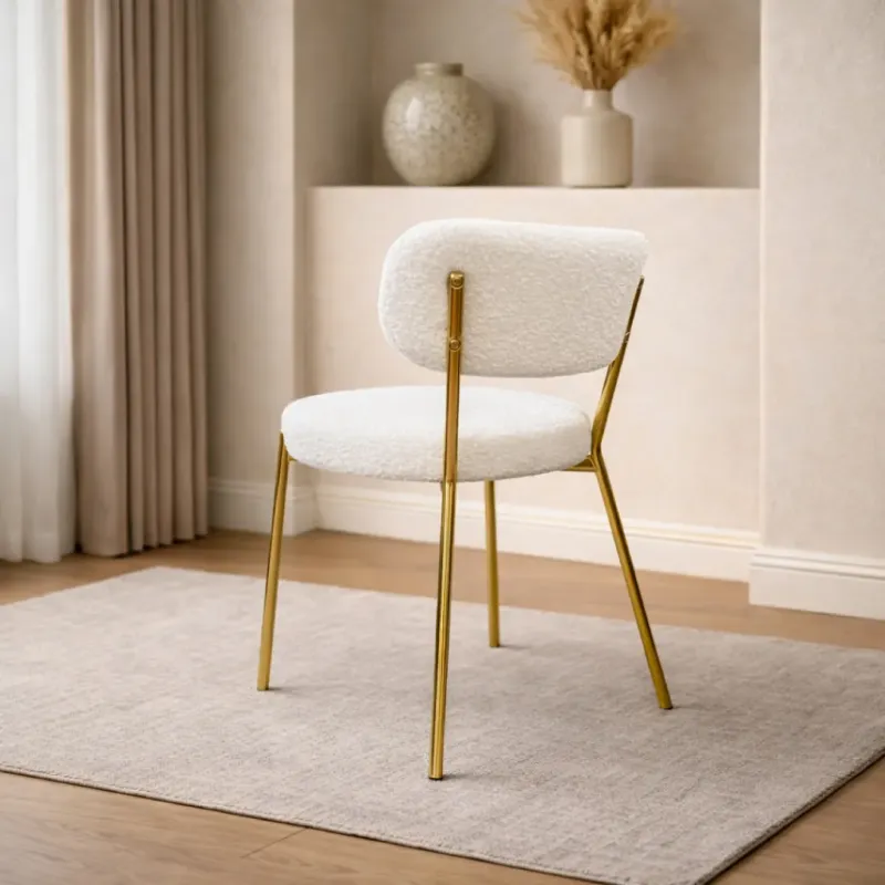 SILLA FIJA JENNY  COLOR BLANCA CON BASE DORADA