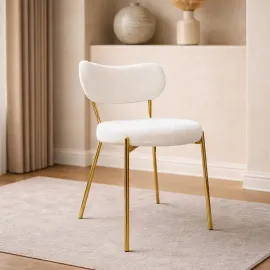 SILLA FIJA JENNY  COLOR BLANCA CON BASE DORADA