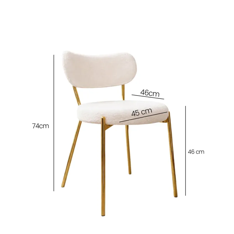SILLA FIJA JENNY  COLOR BLANCA CON BASE DORADA