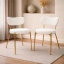 SILLA FIJA JENNY  COLOR BLANCA CON BASE DORADA