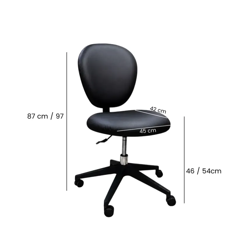 SILLA OFICINA PILOT CUERINA NEGRA SIN BRAZOS