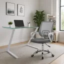 MESA TIPO Z DE 80*50 VIDRIO TEMPLADO Y ESTRUCTURA BLANCO