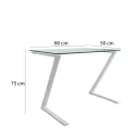 MESA TIPO Z DE 80*50 VIDRIO TEMPLADO Y ESTRUCTURA BLANCO