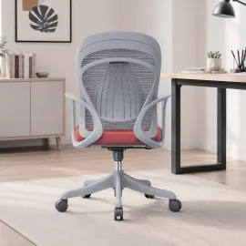 SILLA OFICINA KERDOM BAJO COLOR GRIS CON ROJO 2