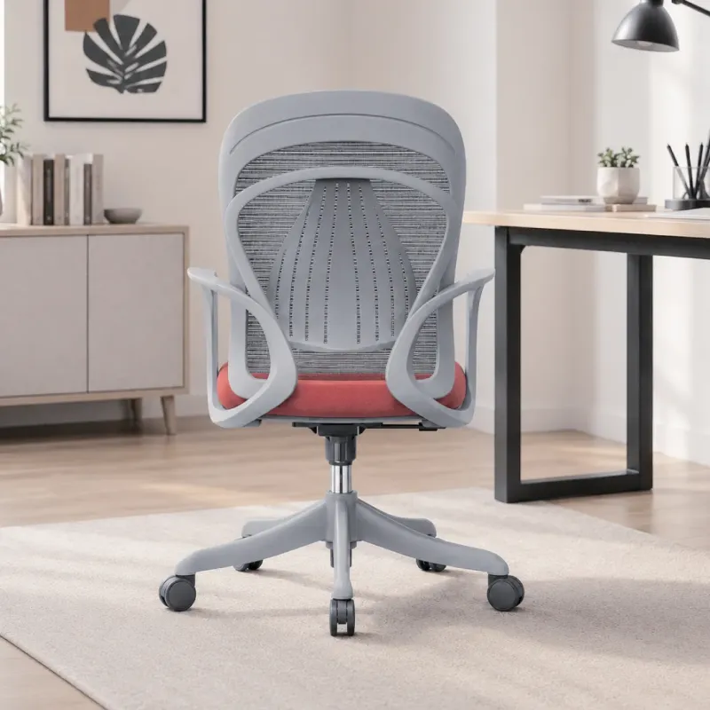 SILLA OFICINA KERDOM BAJO COLOR GRIS CON ROJO