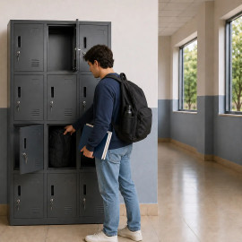 CASILLERO METALICO PRADO 12 PUERTAS COLOR NEGRO 2