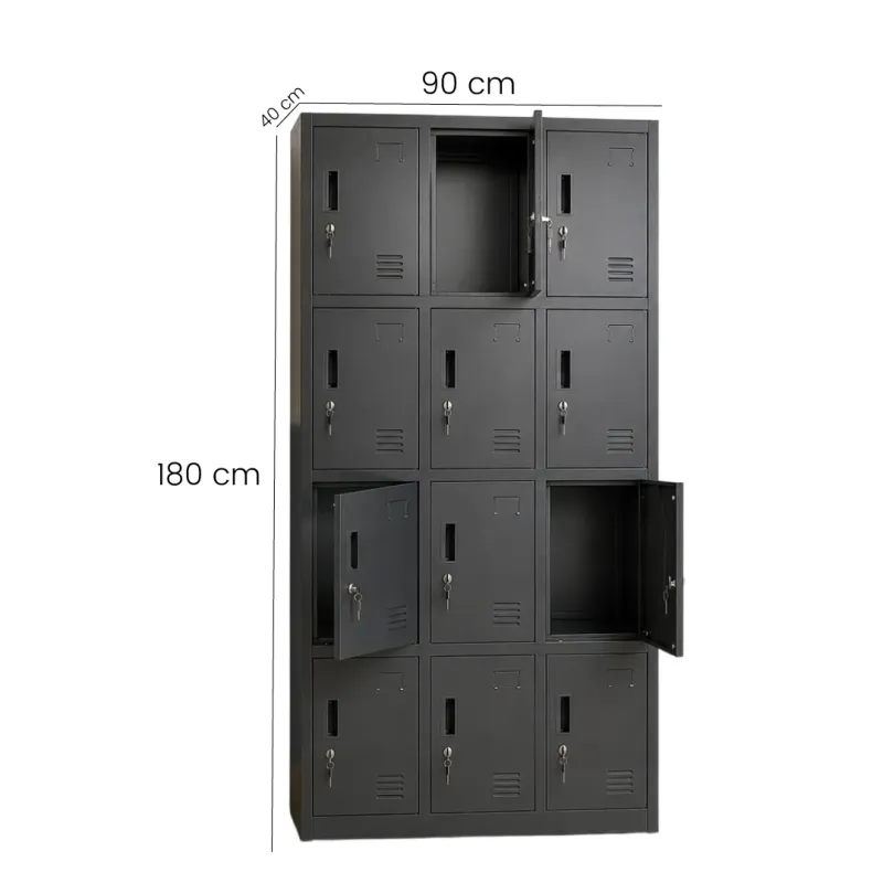 CASILLERO METALICO PRADO 12 PUERTAS COLOR NEGRO