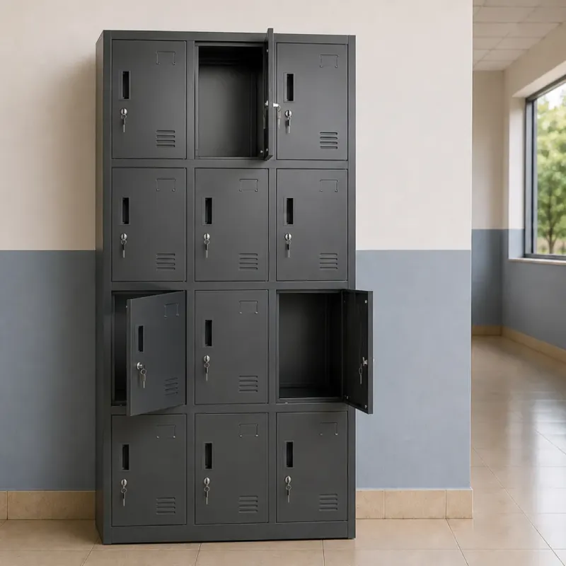 CASILLERO METALICO PRADO 12 PUERTAS COLOR NEGRO